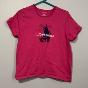 USED Woman's Sonoma Shirt Sleeve Shirt Bahamas Color Pink Size Large
